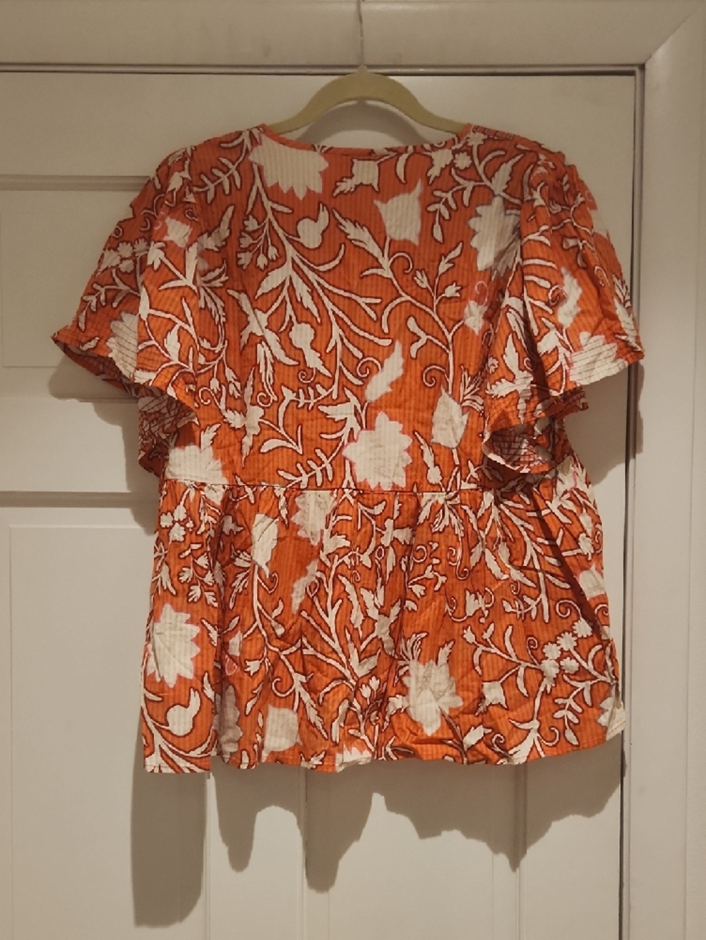 NWT Knox Rose Orange Floral Peasant Blouse Size XL - Picture 6 of 9